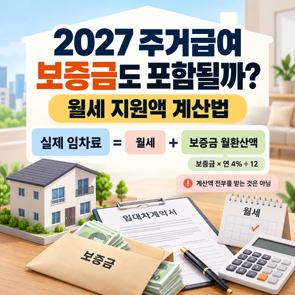 2027 주거급여 보증금도 포함될까? 월세 지원액 계산법