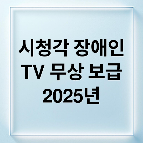 2025년 시청각 장애인 맞춤형 TV 무상 보급