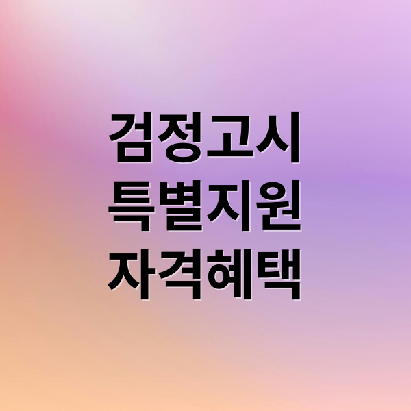 검정고시 특별지원