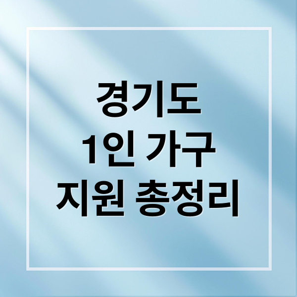 경기도 1인가구 지원