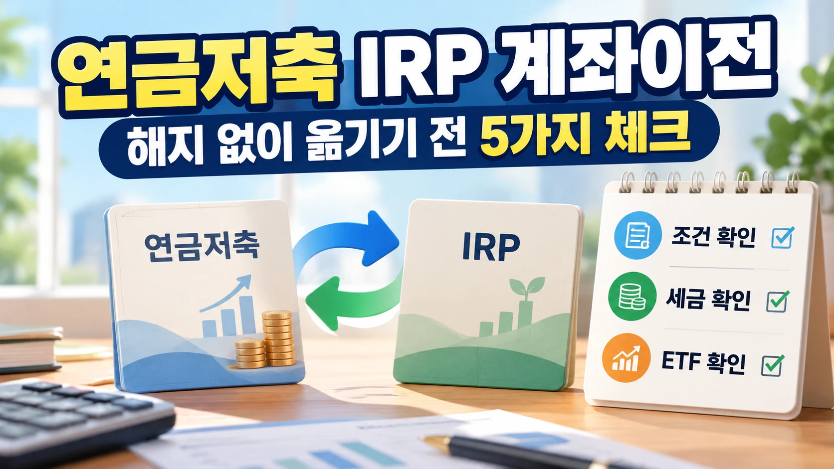 연금저축과 IRP 계좌이전의 주의사항을 보여주는 대표 썸네일 이미지