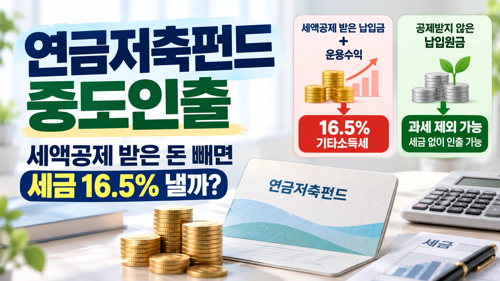 연금저축펀드 중도인출, 세액공제 받은 돈 빼면 세금 16.5% 낼까?